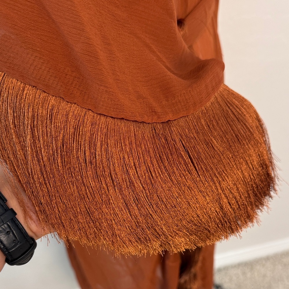 Chic Rust Maxi Dress with Belt - Picture 4 of 6